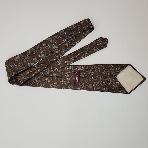 Prange's polyester silk tie brown teal - Picture 3 of 5